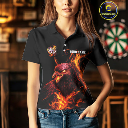 Custom Orange Flames Darts Raven Gothic Polo Darts Jerseys For Women Outfits Dart Jersey NYN0868