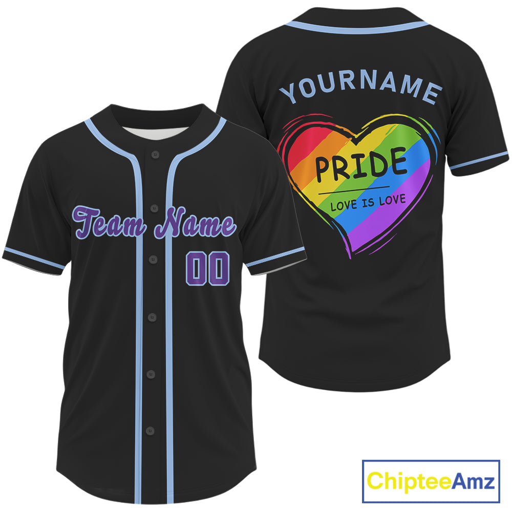 "Pride Love Is Love" Men's Baseball Jersey Custom LGPT Baseball Shirt For LGPTQ+ Fans NYN0880