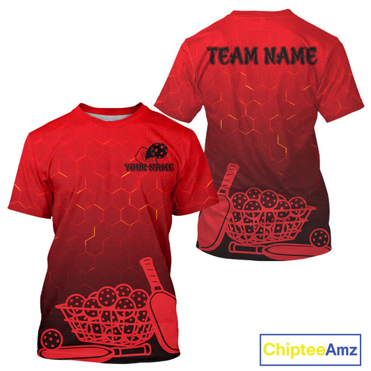 Custom Black And Red Pickleball T-Shirt For Men Outfits Team Pickleball Shirt NYN0884