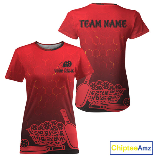 Custom Black And Red Pickleball T-Shirt For Women Outfits Team Pickleball Shirt NYN0884