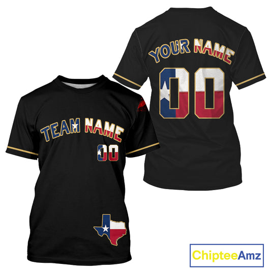 Custom Texas Flag Patriotic Baseball T-Shirt For Men Youth Baseball Patriotic Shirt NYN0890