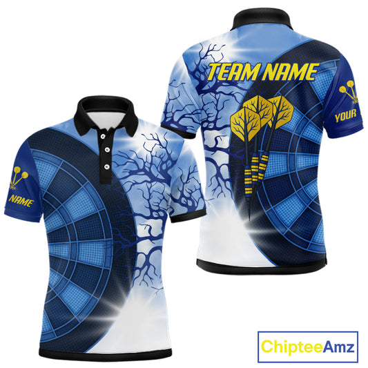 Blue Dartboard & Yellow Dart Arrows Men's Dart Shirt - Custom Name For Darts Jersey NYN0444