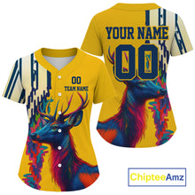Load image into Gallery viewer, Custom Colorful Deer Baseball Shirt For Women Outfit Hunt Baseball Jerseys NYN1328