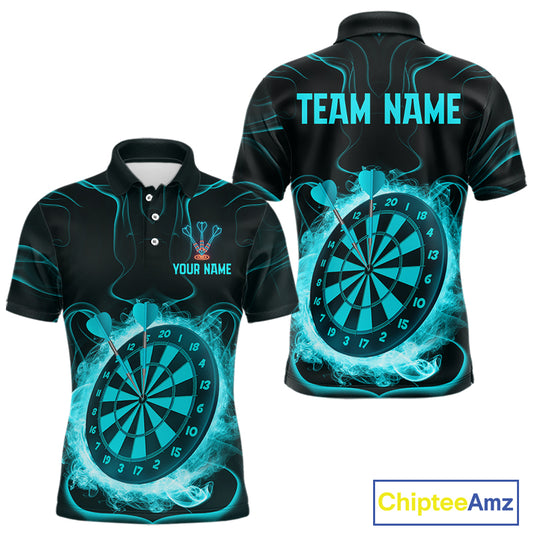 Lightning Smoke Turquoise Dartboard Men's Darts Shirt - Custom Name For Players NYN0470