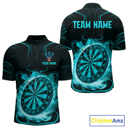 Lightning Smoke Turquoise Dartboard Men's Darts Shirt - Custom Name For Players NYN0470