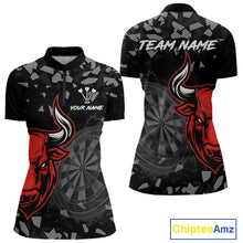 Load image into Gallery viewer, Bull &amp; Dartboard Custom Grunge Women&#39;s Darts Quarter-zip Shirt  - Darts Team Jersey NYN0716