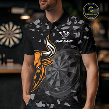 Load image into Gallery viewer, Bull &amp; Dartboard Custom Grunge Men's Darts Polo Shirt - Orange Darts Team Jersey NYN0717