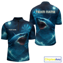 Load image into Gallery viewer, Custom Cobalt Shark Dartboard Darts 1/4-Zip Shirt For Men Darts Tournament Team Jersey NYN0965