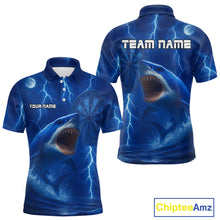 Load image into Gallery viewer, Custom Shark Dark Blue Lightning Dartboard Darts Polo Shirt For Men Darts Team Jersey NYN0966