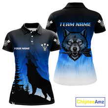 Load image into Gallery viewer, Persionalized Wolf-Head Dart Arrows Blue Dart Shirt For Women, Dart Team Jerseys NYN0112