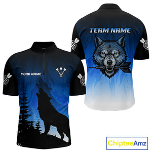Persionalized Wolf-Head Dart Arrows Blue Dart Shirt For Men, Dart Team Jerseys NYN0112
