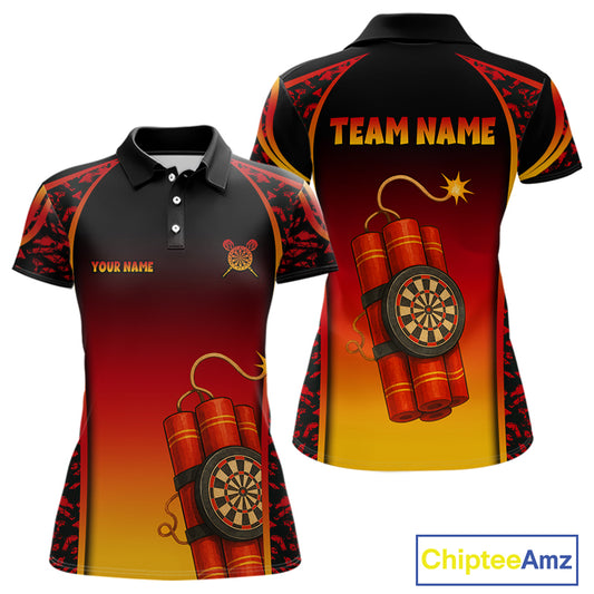 Persionalized Dartboard In Bombs Red-Yellow Dart Shirt For Women, Dart Jerseys NYN0115