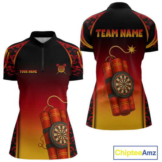 Persionalized Dartboard In Bombs Red-Yellow Dart Shirt For Women, Dart Jerseys NYN0115