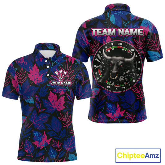 Floral Fury Bull Dartboard - Men's Colorful Darts Shirt - Custom Name For Players NYN0486