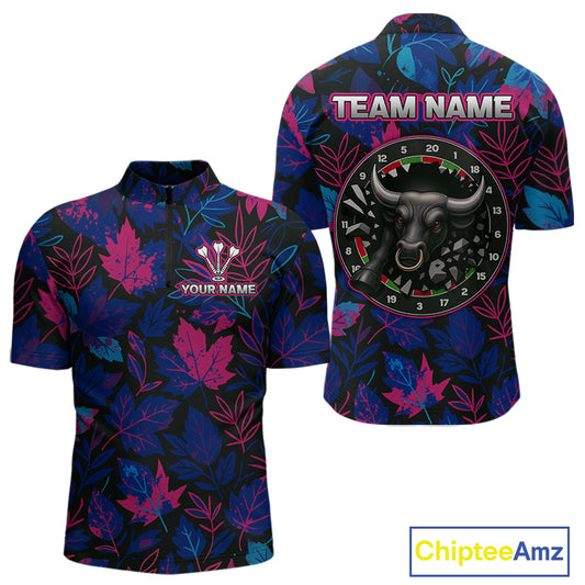Floral Fury Bull Dartboard - Men's Colorful Darts Shirt - Custom Name For Players NYN0486