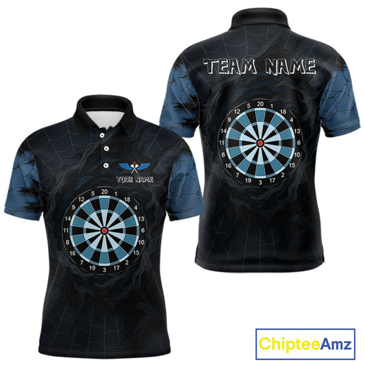 Dark Spiral Web Dartboards Men's Darts Team Shirt - Custom Name For Darts Jersey NYN0496