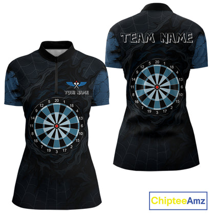 Dark Spiral Web Dartboards Women's Darts Team Shirt - Custom Name For Darts Jersey NYN0496