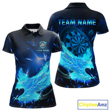 Load image into Gallery viewer, Blue-Lightning Eagle Dartboard Women&#39;s Darts Polo Shirt Custom Name For Darts Jersey NYN0735