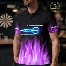 Load image into Gallery viewer, Custom Purple Flames Patriotic Dart Shirt For Men American Flag Dart Team Jerseys NYN1053