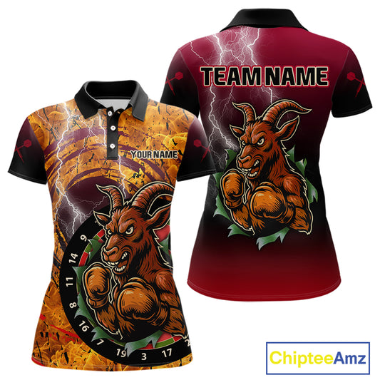 Brown Boxing Goat Dartboard Colorful Darts Shirt For Women - Custom Darts Jersey NYN0534