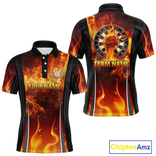 Flaming Hand Holding Dart Arrow Men's Darts Shirt - Custom Name For Darts Jersey NYN0546