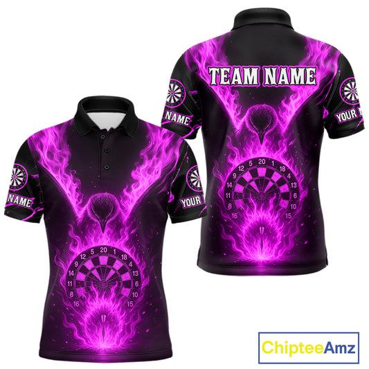 Custom Purple Flames Eagle Dartboard Dart Shirt For Men, Outfits Darts Team Jersey NYN1085