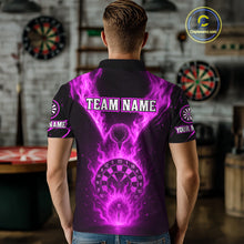 Load image into Gallery viewer, Custom Purple Flames Eagle Dartboard Dart Shirt For Men, Outfits Darts Team Jersey NYN1085