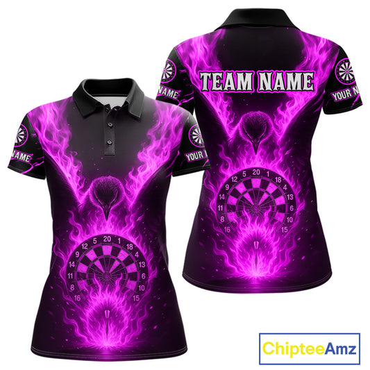 Custom Purple Flames Eagle Dartboard Dart Shirt For Women, Outfits Darts Team Jersey NYN1085