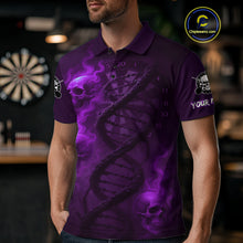Load image into Gallery viewer, Darts - It's Is In My DNA Personalized Purple Dart Shirt For Men Skull Dartboard Dart Team Shirts NYN1126