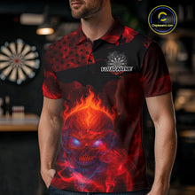 Load image into Gallery viewer, US Flag &amp; Skull Custom Patriotic Red Dart Polo Shirts For Men, Dart Team Jerseys NYN0785