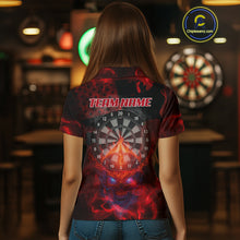 Load image into Gallery viewer, US Flag &amp; Skull Custom Patriotic Red Dart Polo Shirts For Women, Dart Team Jerseys NYN0785