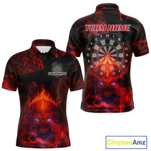 Load image into Gallery viewer, US Flag &amp; Skull Custom Patriotic Red Dart Polo Shirts For Men, Dart Team Jerseys NYN0785