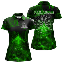 Load image into Gallery viewer, US Flag &amp; Skull Custom Patriotic Green Dart Polo Shirts For Women, Dart Team Jerseys NYN0786