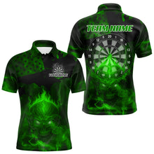 Load image into Gallery viewer, US Flag &amp; Skull Custom Patriotic Green Dart Polo Shirts For Men, Dart Team Jerseys NYN0786