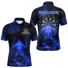 Load image into Gallery viewer, US Flag &amp; Skull Custom Patriotic Blue Dart Polo Shirts For Men, Dart Team Jerseys NYN0787