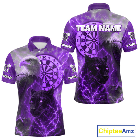 Custom Darts Shirt For Men Lightning Eagle Panther Dartboard Dart Team Jerseys | Purple NYN1152