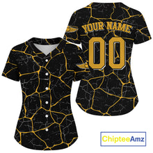 Load image into Gallery viewer, Yellow Grunge Womens Baseball Jersey Custom Youth Baseball Jerseys, Baseball Gifts For Lovers NYN0830