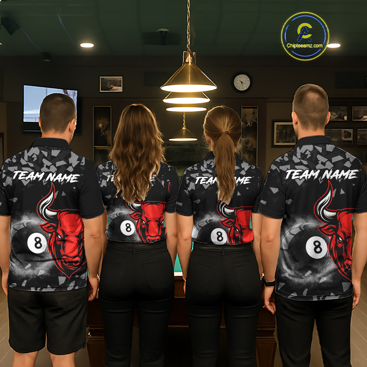 Grey Smokes Ball 8 Pool Billiard Shirts For Men Custom Funny Bull Billiard Team Jerseys NYN2297