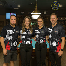 Load image into Gallery viewer, Grey Grunge Eagle Billiard Shirts For Women  Custom Pool 8 Ball Billiard Team Jerseys NYN2299