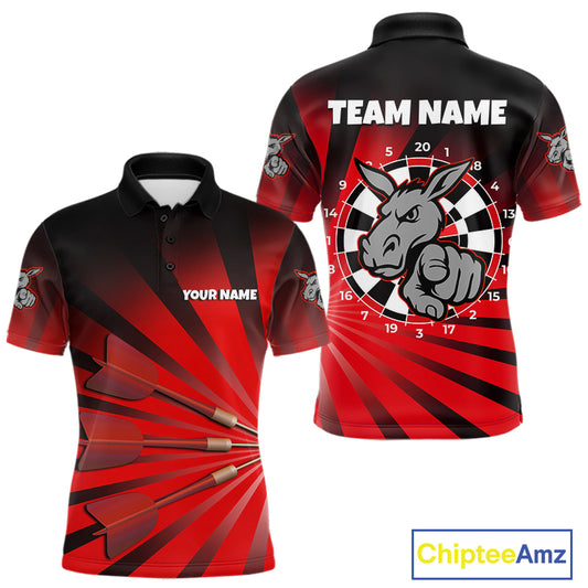 Goat Dartboard & Dart Arrow Funny Darts Shirt For Men Custom Name & Team | Opt2 - Red NYN0671