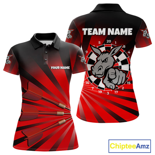 Goat Dartboard & Dart Arrow Funny Darts Shirt For Women Custom Name & Team | Opt2 - Red NYN0671