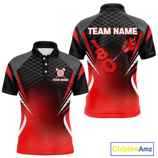 Flaming Dart Arrow In 180 Score Men's Darts Shirt - Custom Name For Dart Players NYN0421