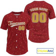 Load image into Gallery viewer, Custom Red Snowflake Xmas Baseball Jersey For Men Merry Christmas Baseball Shirt NYN1301
