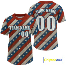 Load image into Gallery viewer, Custom American Flag Men's Baseball Ball Jerseys Patriotic Baseball Shirt For Newborns NYN1308