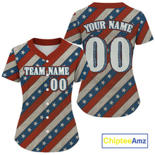 Load image into Gallery viewer, Custom American Flag Women's Baseball Ball Jerseys Patriotic Baseball Shirt For Newborns NYN1308