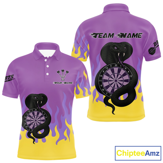 Purple Dartboard & Dark Cobra - Men's Darts Team Shirt - Custom Name For Players NYN0491