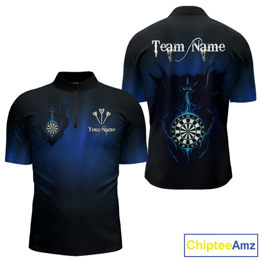 Lightning Dartboard Men's Darts 1/4 Zip Shirt Custom Name For Players - Darts Jersey NYN0734