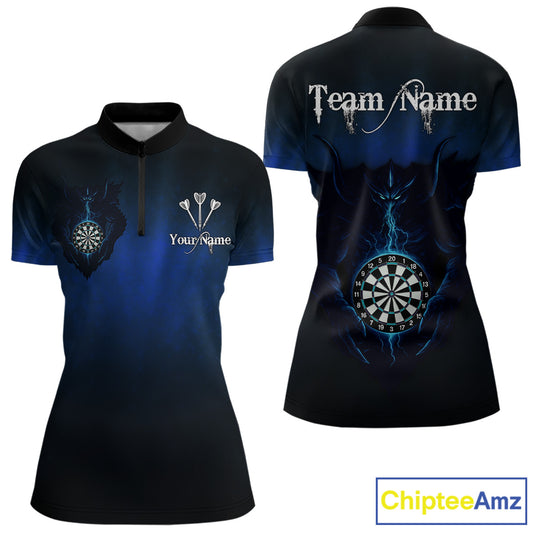Lightning Dartboard Women's Darts 1/4 Zip Shirt Custom Name For Players - Darts Jersey NYN0734