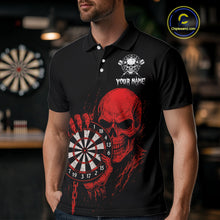 Load image into Gallery viewer, Custom Men&#39;s Darts Shirt With Blood Skull Holding Dartboard, Darts Jersey NYN0294
