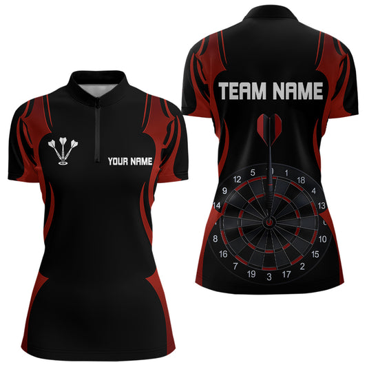 Custom Women's Darts Shirt With Red And Darkness Dartboards, Darts Team Jersey NYN0297